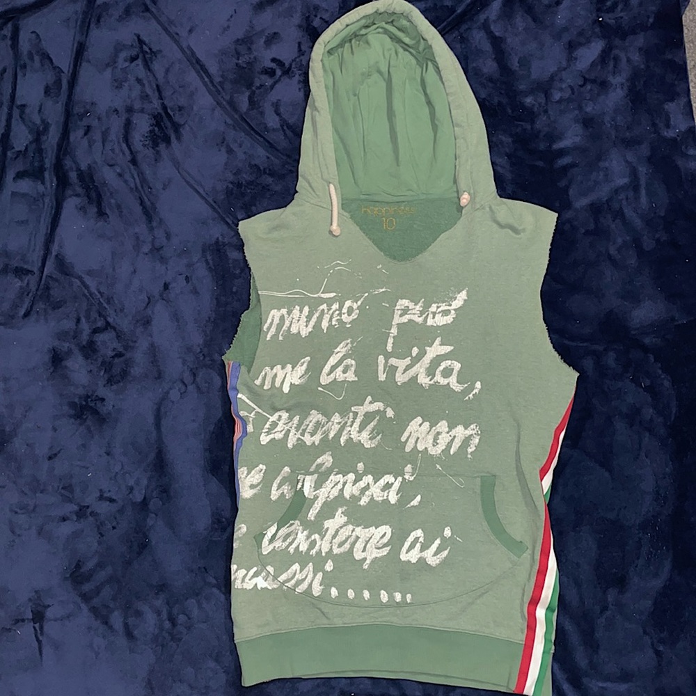 Custom ROCKY BALBOA Green sleeveless hoodie (Deep Hooded).